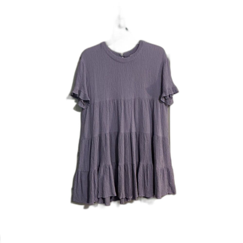 ❤️ Remixmess Women's Lavendar tiered babydoll mini dress Small Keyhole back